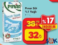 PINAR SÜT %1 YAĞLI 1 L indirimli fiyat PINAR SÜT %1 YAĞLI 1 L fiyat ve kampanya bilgisi